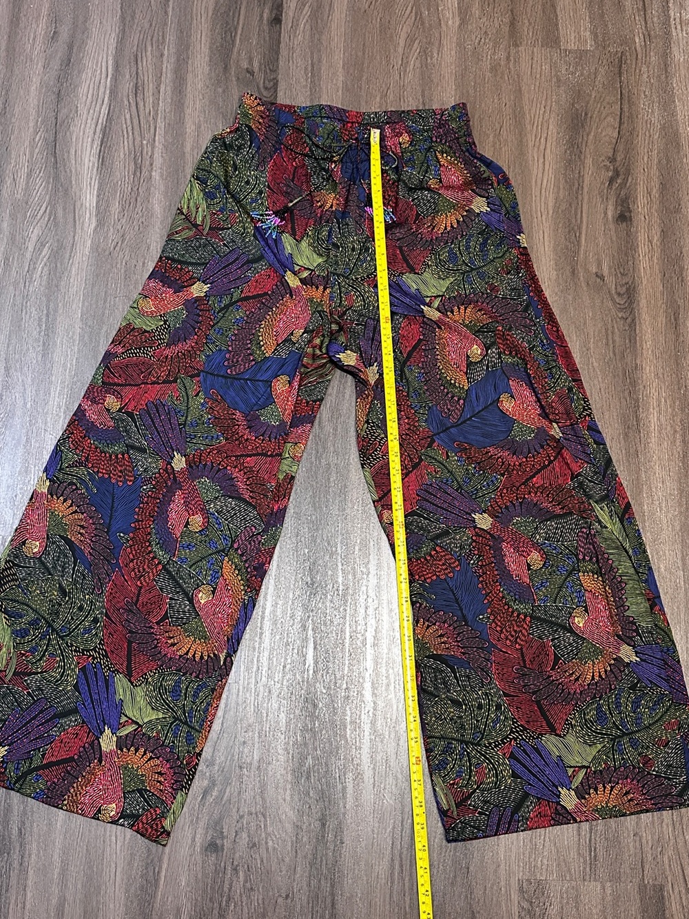 Rachel Zoe Tropical Bird Print Palazzo Pants Wide Leg High Rise Boho Flowy - Picture 3 of 11
